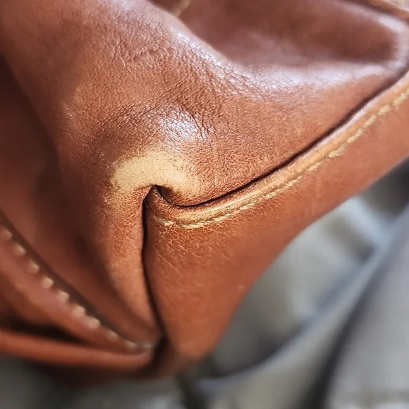 FRYE Melissa Dark Brown CognacDomed Leather Satchel Bag Double Rolled Handles - Picture 13 of 13